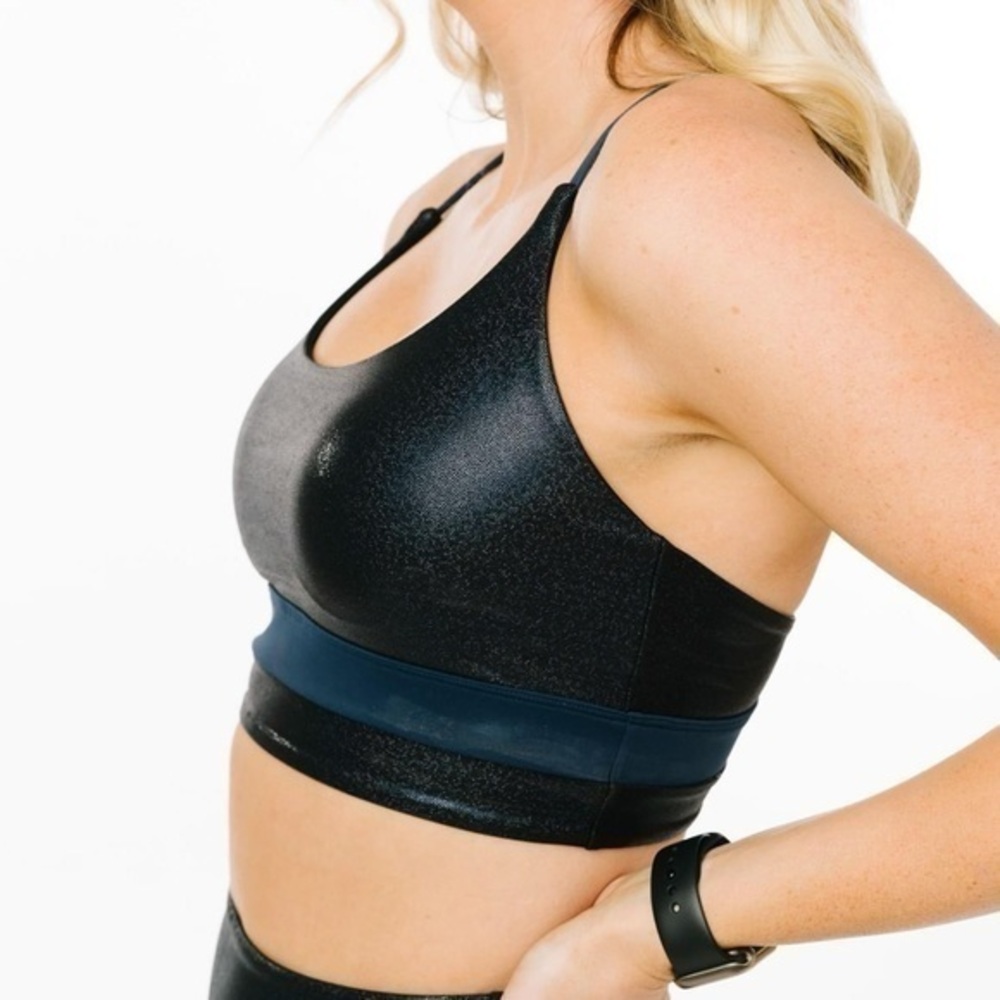 Zyia blue twilight luxe luminescent sports bra medium